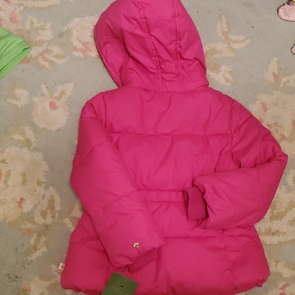 Kate Spade Fuchsia Puffer Coat with Polka Dot Lining - Picture 4 of 5